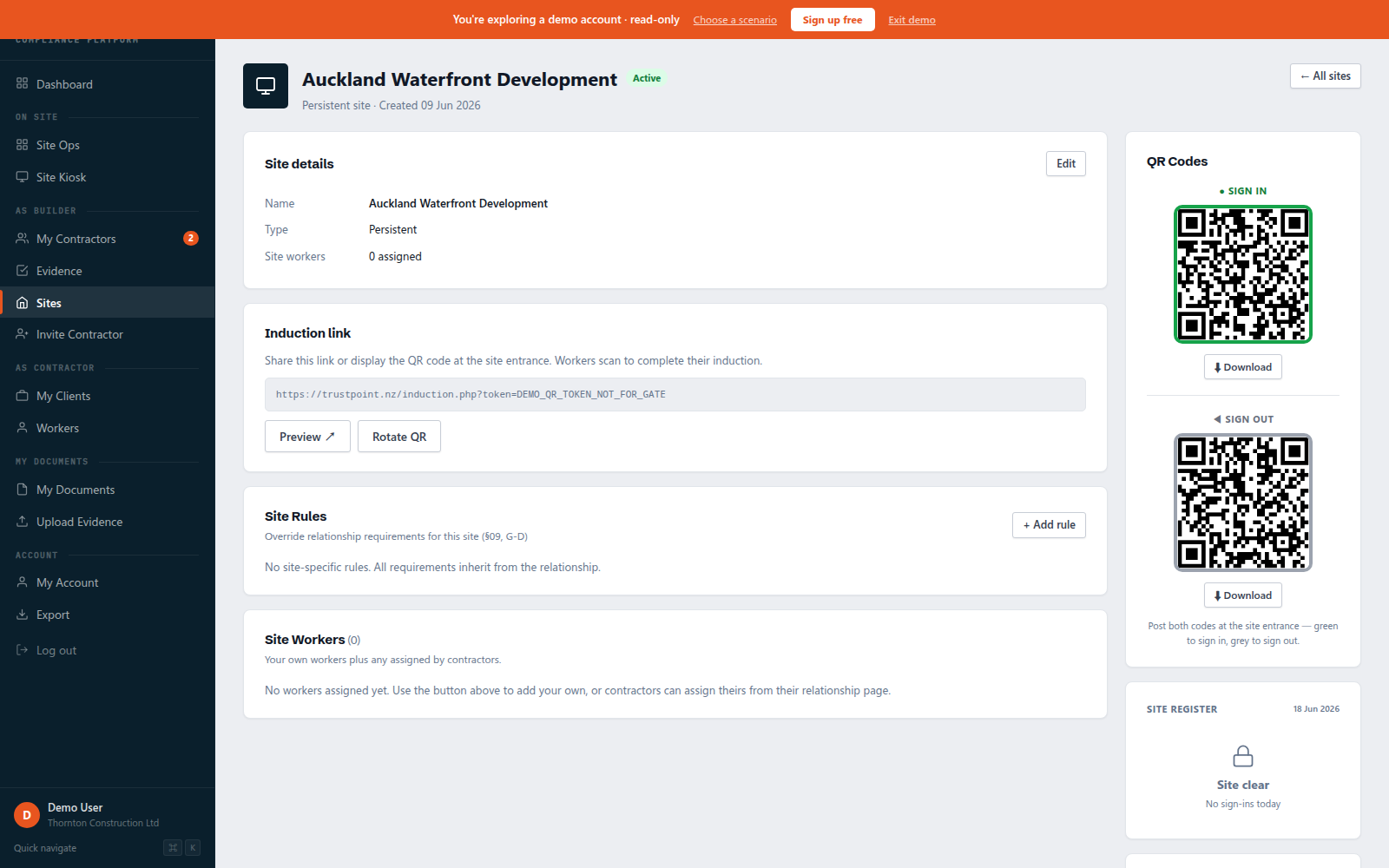 TrustPoint site and QR gate