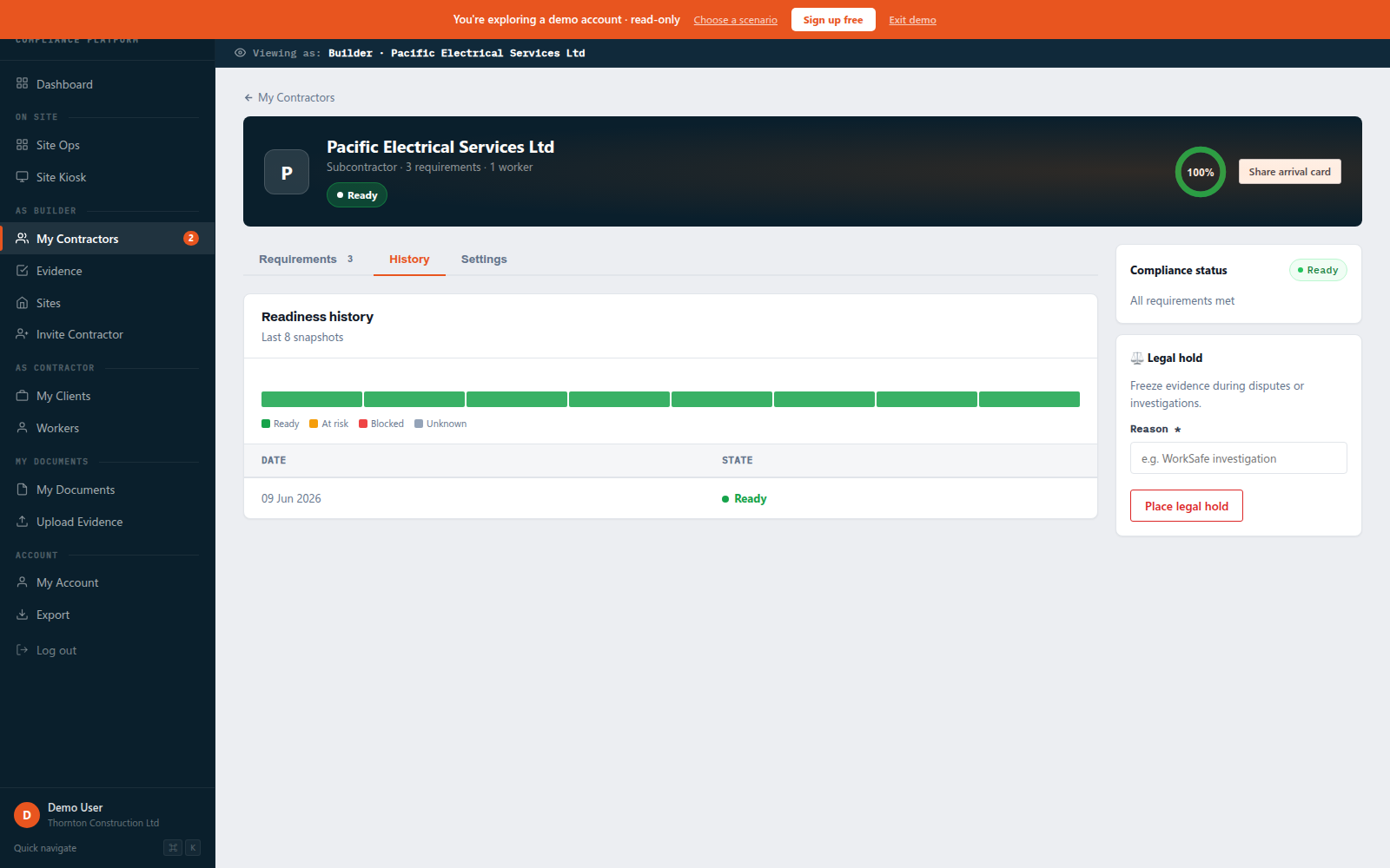 TrustPoint tamper-evident history and export