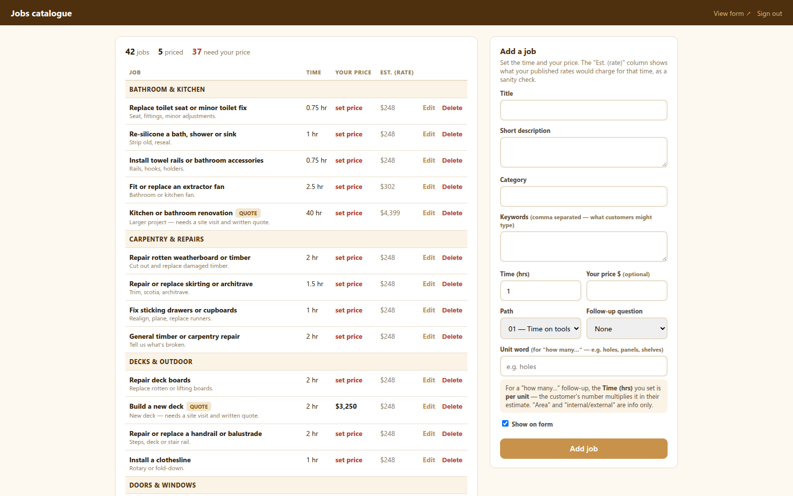 Smart Booking catalogue admin